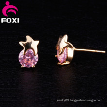 Lovely Design CZ Gemstone Wholesale Stud Earrings for Girls